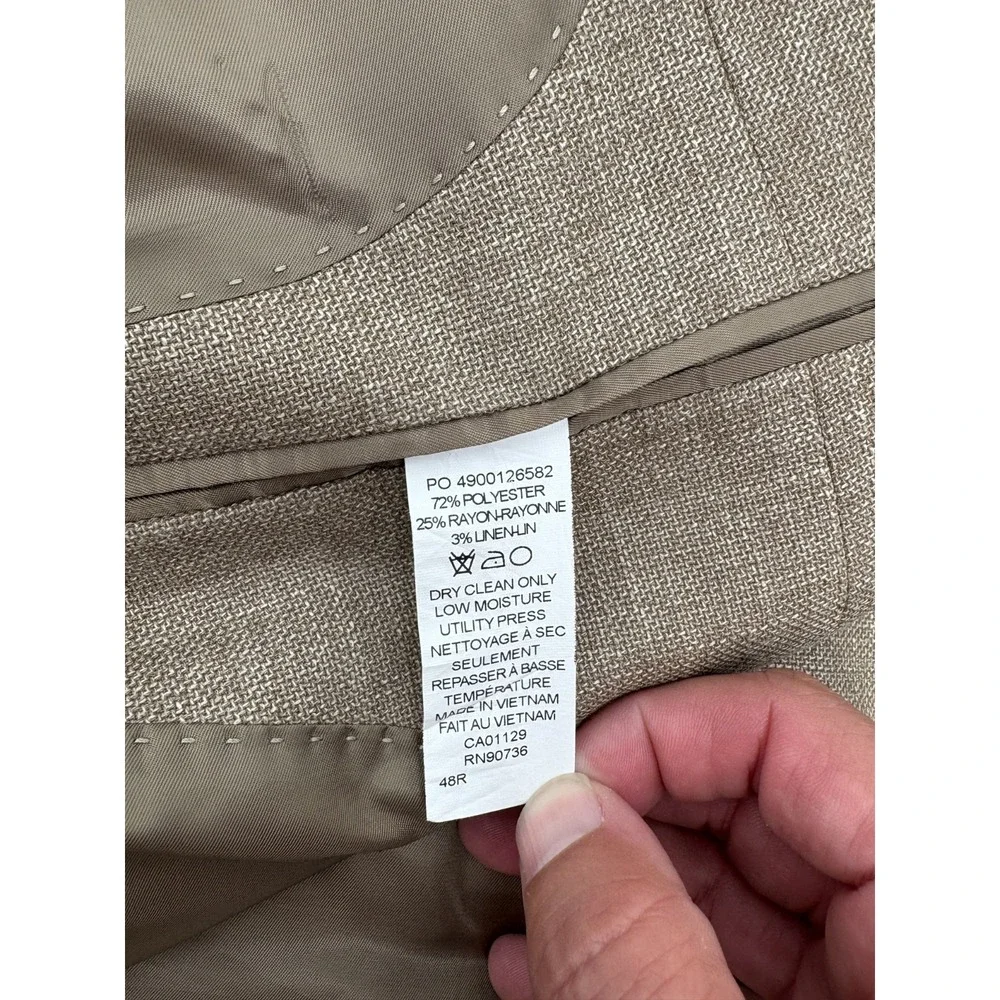 Lauren Ralph Lauren Black Label Men's Rayon Linen Blend Beige Sportcoat, 48 Reg